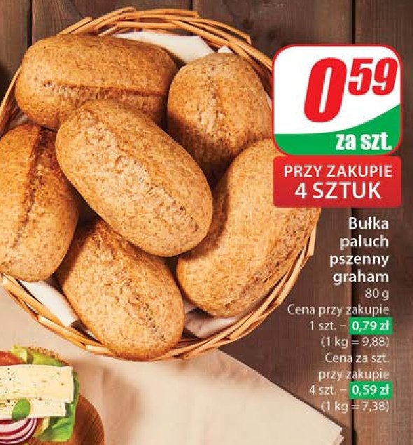 Bułka paluch pszenny graham promocja w Dino
