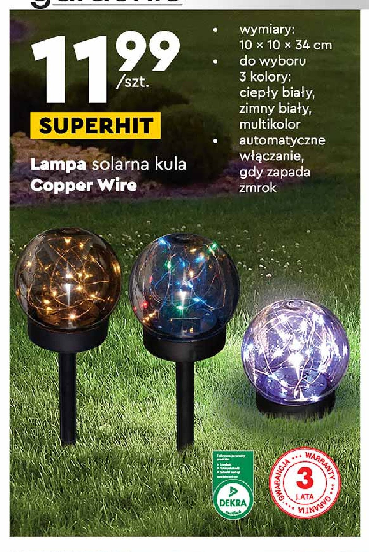 Lampa solarna kula copper wire multikolor promocje