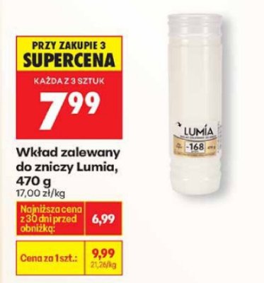 Wkład zalewany do zniczy Lumia, 470 g promocja w Biedronka