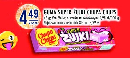 Cukierki do żucia o smaku truskawkowym CHUPA CHUPS SUPER ŻUJKI promocja
