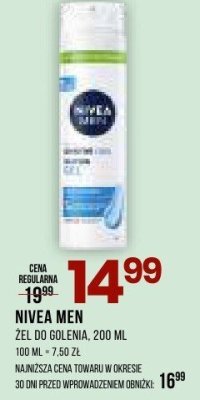 Żel NIVEA MEN do golenia, 200 ml promocja w Drogerie Natura
