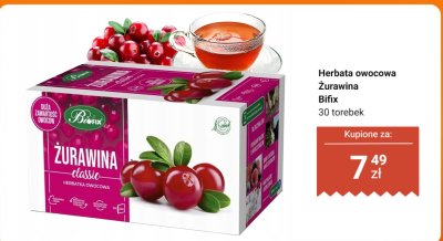 Herbata owocowa Żurawina Bifix 30 torebek promocja w Dino