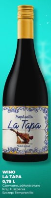Wino LA TAPA czerwone półwytrawne Tempranillo 0,75 L promocja w Duży Ben