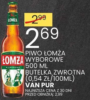 Piwo Łomża Classic w puszce 500 ml butelka zwrotna (0,54 zł/100ml) promocja w Wafelek