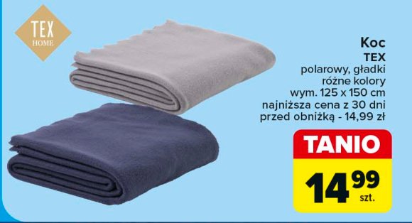 Koc polarowy 125 x 150 cm TEX HOME promocja w Carrefour Market