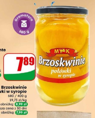 Brzoskwinie połówki w syropie  promocja w Dino