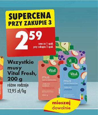 Mus jabłko-wiśnia- truskawka Vital fresh promocja