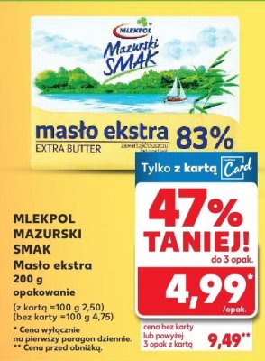 Masło ekstra Mazurski Smak promocja w Kaufland