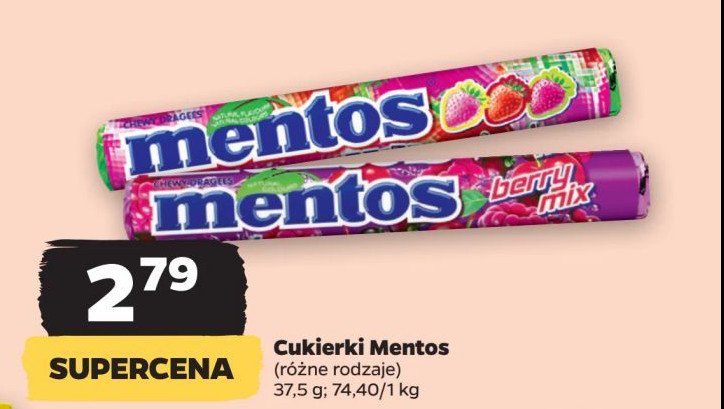 Dropsy strawberry mix Mentos classic promocja