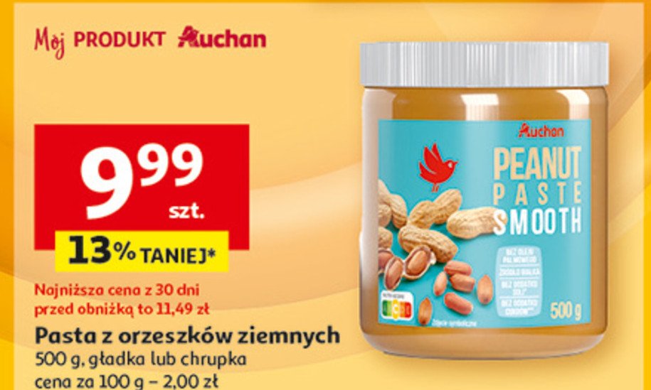 Pasta orzechowa crunchy Auchan promocja w Auchan