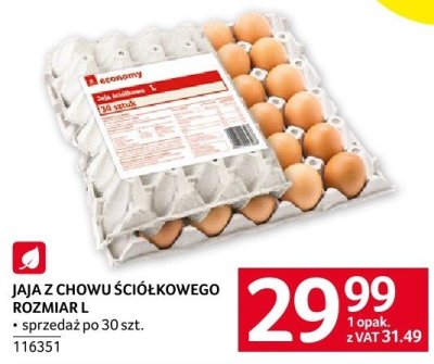 Jaja z chowu ściółkowego rozmiar L sprzedaż po 30 szt. economy promocja w Selgros
