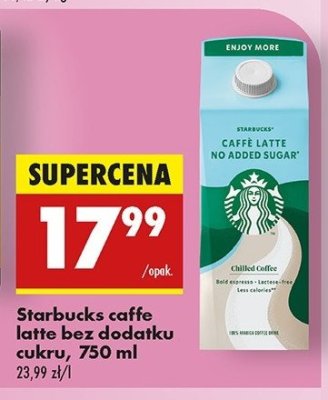 Napój caffe latte bez cukru Starbucks promocja