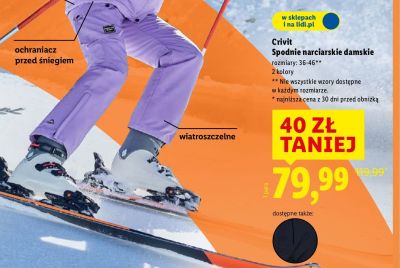 Spodnie narciarskie damskie Crivit promocja w Lidl