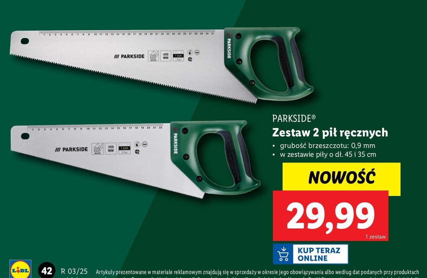 Zestaw pił ręcznych 45 cm + 35 cm Parkside promocja w Lidl