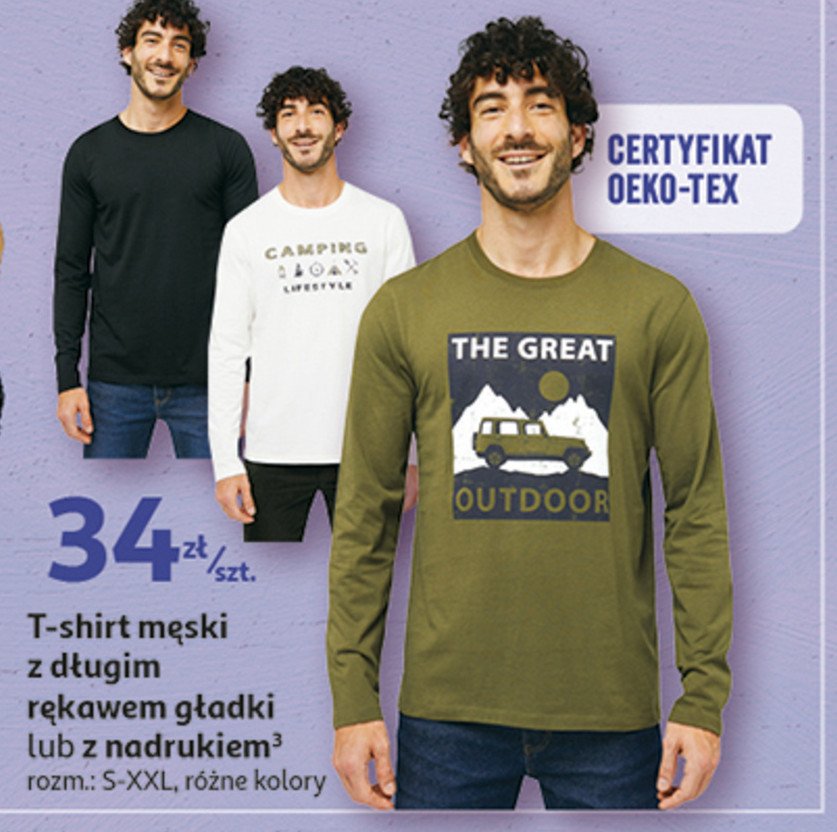 T-shirt męski z długim rękawem rozm. s-xxl Auchan inextenso promocja
