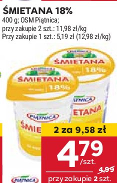 Śmietana 18% Piątnica promocja w Stokrotka