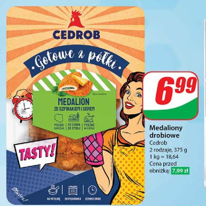 Medalion ze szpinakiem i serem Cedrob promocja