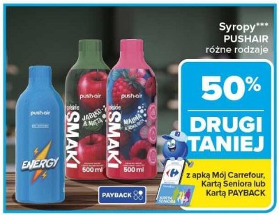 Syropy PUSHAIR różne rodzaje 500 ml promocja w Carrefour
