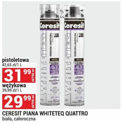 CERESIT PIANA WHITETEQ QUATTRO biała, całoroczna pistoletowa promocja w Merkury Market