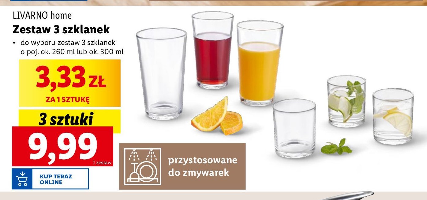 Szklanki 260 ml LIVARNO HOME promocja