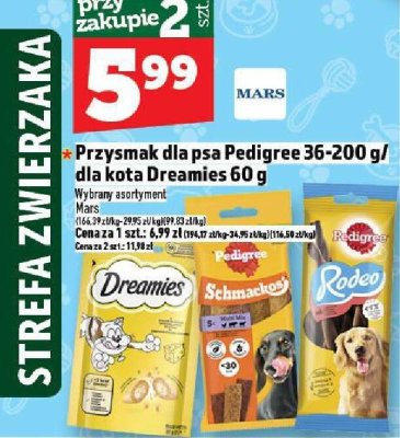 Przysmak dla psa Pedigree 36-200 g/ dla kota Dreamies 60 g różne smaki Mars promocja w TOPAZ