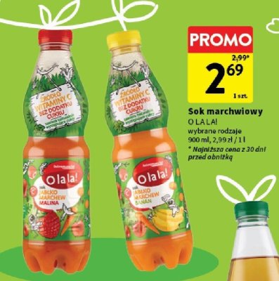 Sok marchwiowy O LA LA! wybrane rodzaje 900 ml promocja w Intermarche