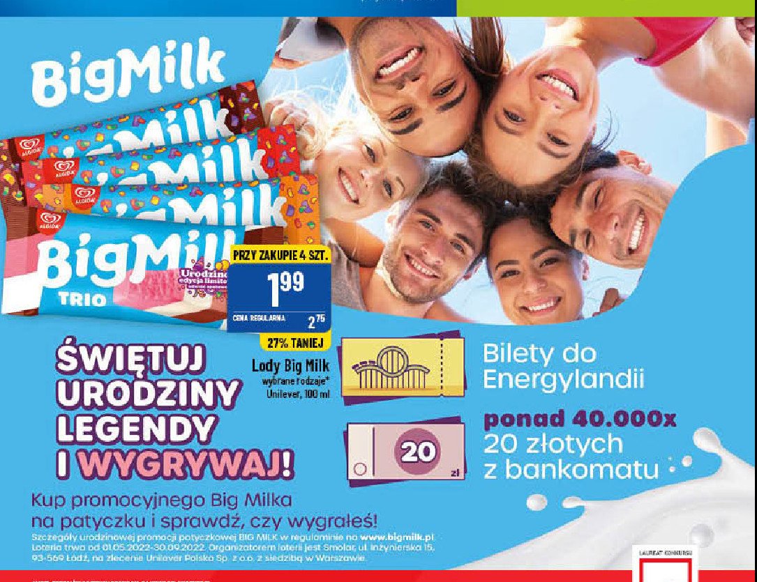 Lód yogurt strawberry Algida big milk promocje