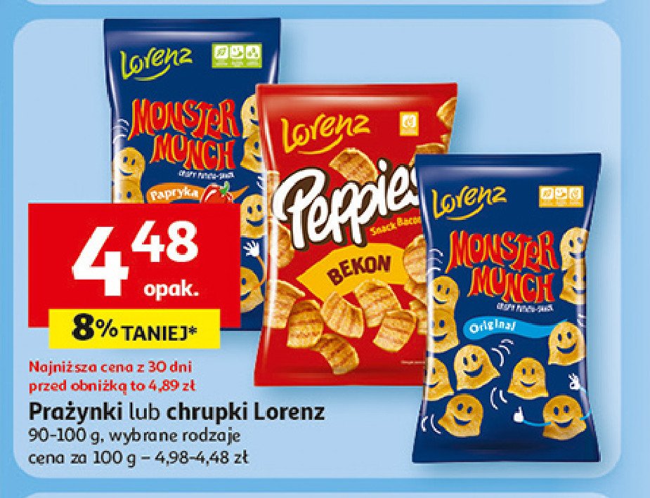 Chrupki paprykowe Lorenz monster munch promocja w Auchan