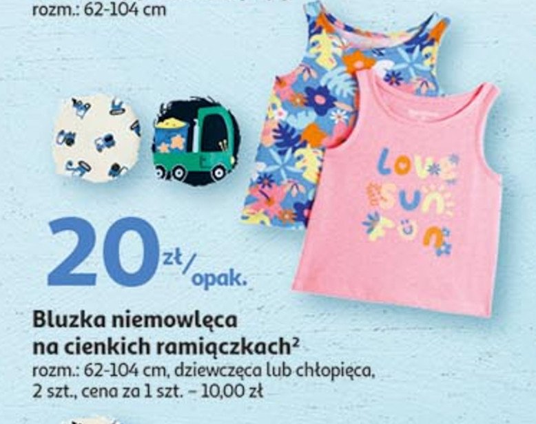 Bluzka niemowlęca na cienkich ramiączkach 62-104 cm dziewczęca Auchan inextenso promocja