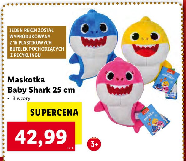Maskotka śpiewajaca baby shark żółta promocja