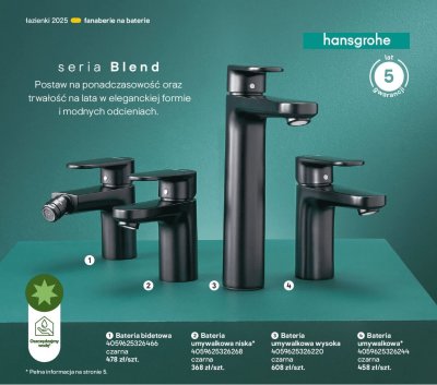 Bateria umywalkowa niska Hansgrohe Blend 4059625326268 promocja w Castorama