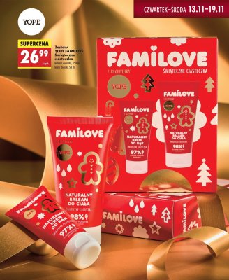 Zestaw YOPE FAMILOVE Świąteczne ciasteczka balsam do ciała, krem do rąk promocja w Biedronka