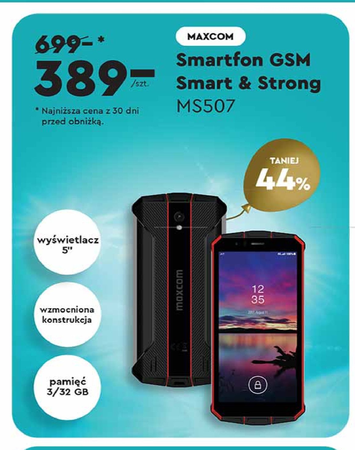 Smartfon ms507 czarny Maxcom promocja