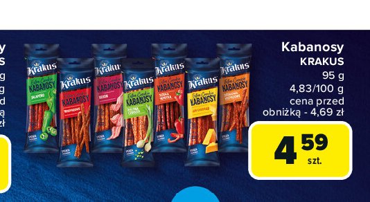 Kabanosy z serem cheddar Krakus animex promocja w Carrefour