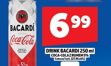 Drink Bacardi 250ml Coca-Cola zero mix promocja w TOPAZ