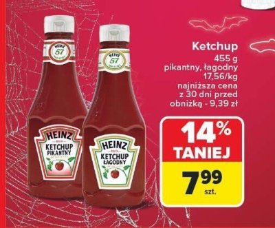 Ketchup łagodny 455 g Heinz promocja w Carrefour