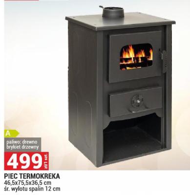 PIEC TERMOKREKA 46,5x75,5x36,5 cm śr. wylotu spalin 12 cm promocja w Merkury Market