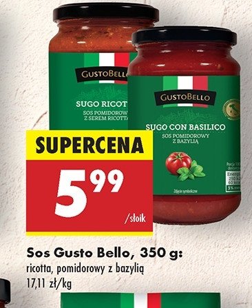 Sos pomidorowy z serem ricotta Gustobello promocja