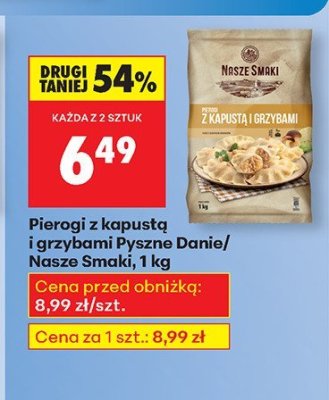 Pierogi z kapustą i grzybami 1 kg Pyszne Danie/Nasze Smaki promocja w Biedronka