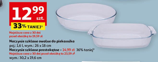 Naczynie szklane prostokątne 30 x 19 cm promocja w Auchan