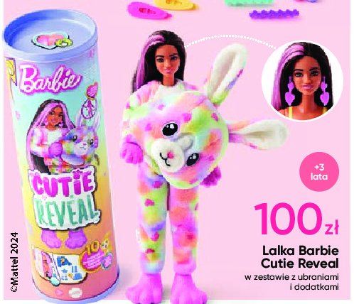 Lalka cutie reveal barbie - króliczek Mattel promocja w Pepco