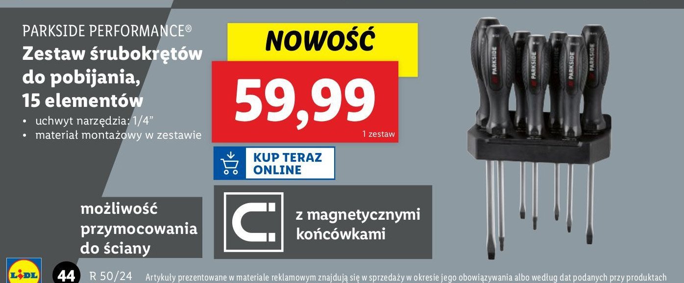 Zestaw srubokrętów do podbijania Parkside performance promocja w Lidl