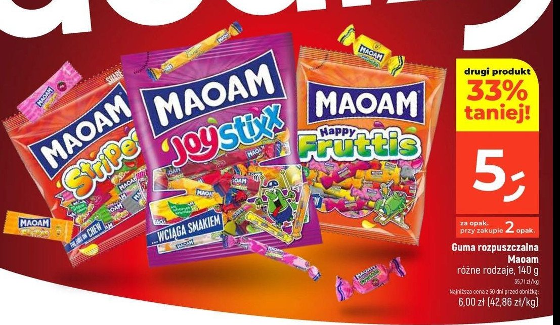 Cukierki rozpuszczalne stripes Haribo maoam promocja w Dealz