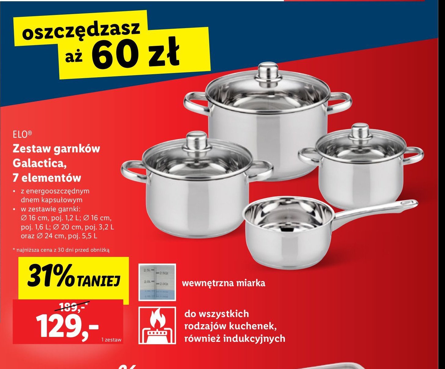 Zestaw garnków galactica Elo promocja w Lidl