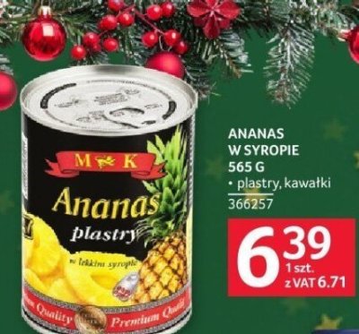 Ananas w syropie M&K 564 g promocja w Selgros