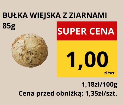 Bułka wiejska z ziarnami 85g promocja w Supeco