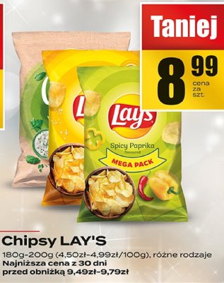 Chipsy różne rodzaje 180g-200g LAY'S promocja w Supeco