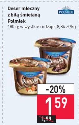 Deser mleczny czekoladowy z bitą śmietaną Polmlek poezja promocja