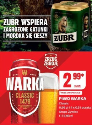 Piwo Warka Classic 0,5l puszka promocja w Chorten