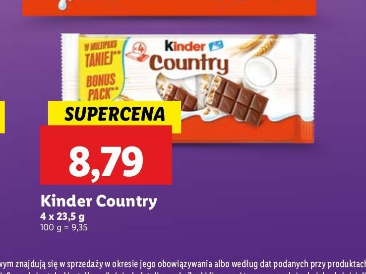 Baton Kinder Country promocja w Lidl